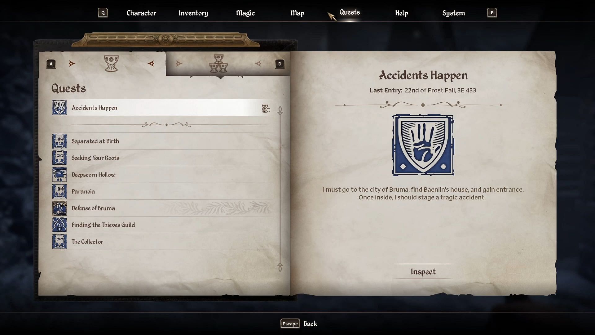 Sufferthorn Dagger's objective (Image via Bethesda Softworks || YouTube/@WoW Quests)